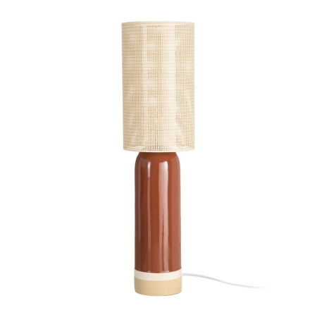 Lampa de podea, Lampadare - Lampadar din ceramică teracotă cu abajur tip ratan