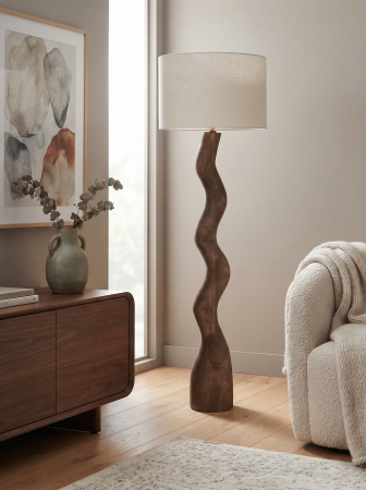 Lampa de podea, Lampadare - Lampadar lemn mango maro ONDA – titlu imagine principală