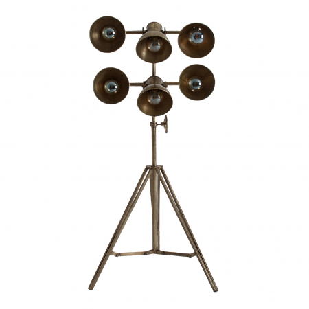 Lampa de podea, Lampadare - Lampadar vintage trepied metal auriu|Lampadare retro