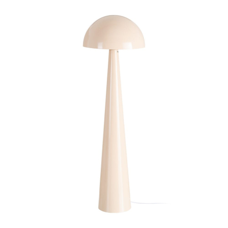 Lampa de podea, Lampadare - Lampadar din metal bej lucios – abajur emisferic și bază conică înaltă