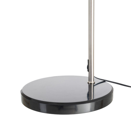 Lampadar din metal cromat cu bază din marmură neagră și abajur din bumbac alb – imagine principală cu braț arcuit și bază rotundă [4]