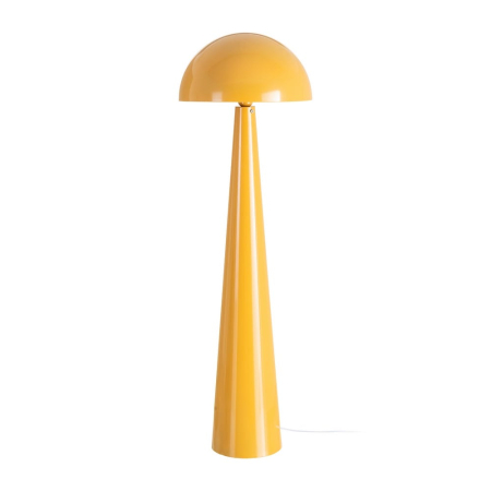 Lampa de podea, Lampadare - Lampadar din metal galben lucios – abajur emisferic și bază conică înaltă