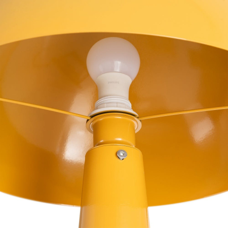Lampadar din metal galben lucios – abajur emisferic și bază conică înaltă [3]
