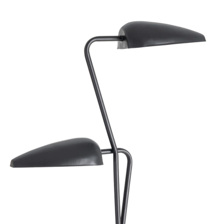 Lampadar din metal negru cu două brațe asimetrice și bază rotundă – imagine principală cu brațe la înălțimi diferite [1]