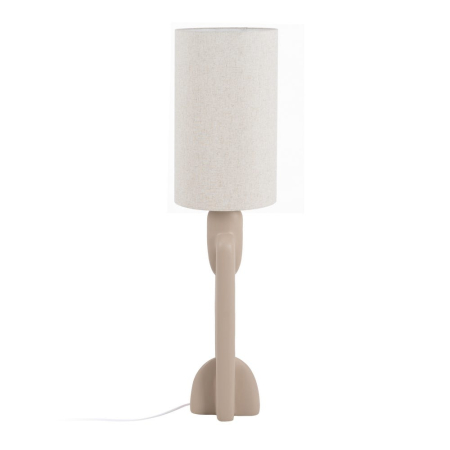 Lampadarul din rășină crem cu linie arhitecturală – abajur din in înalt [1]