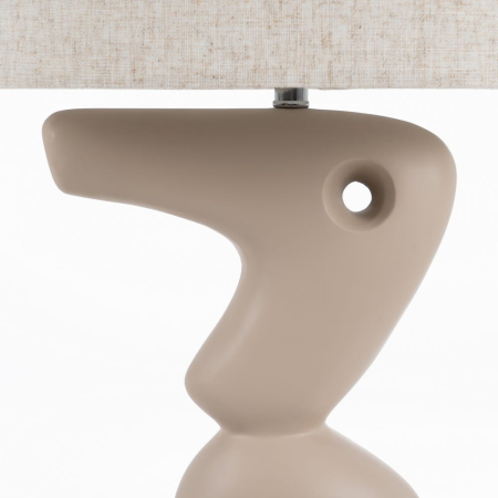 Lampadarul din rășină crem cu picior sculptural organic – abajur cilindric din in [4]