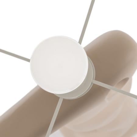 Lampadarul din rășină crem cu picior sculptural organic – abajur cilindric din in [3]