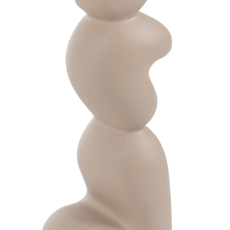 Lampadarul din rășină crem cu picior sculptural organic – abajur cilindric din in [5]