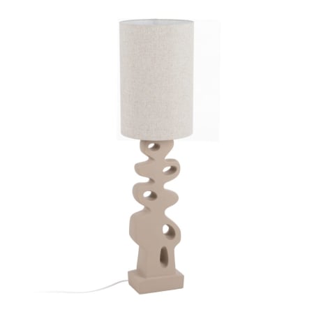 Lampa de podea, Lampadare - Lampadarul din rășină crem cu picior sculptural perforat – abajur cilindric din in