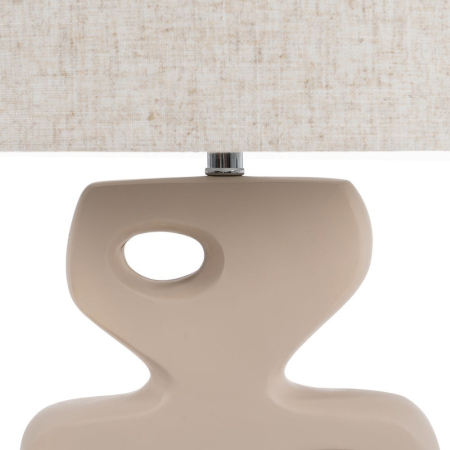Lampadarul din rășină crem cu picior sculptural perforat – abajur cilindric din in [4]
