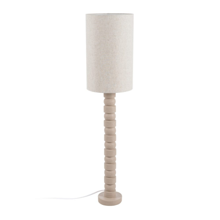 Lampa de podea, Lampadare - Lampadarul din rășină crem cu picior striat totemic – abajur din in înalt