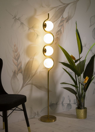 Lampadar Glamy 4 lumini, auriu/alb, metal/sticla, Mauro Ferretti [5]