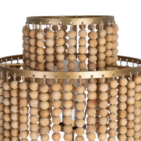 Lampadar natural-auriu din MDF și metal cu abajur din mărgele [1]