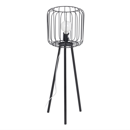 Lampa de podea, Lampadare - Lampadar negru din metal cu abajur tip cusca