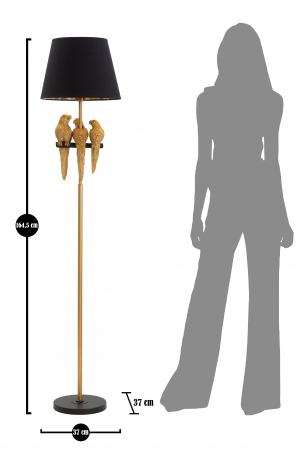 Lampadar Papagali, rasina/metal, negru/auriu [5]