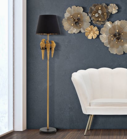 Lampadar Papagali, rasina/metal, negru/auriu [1]