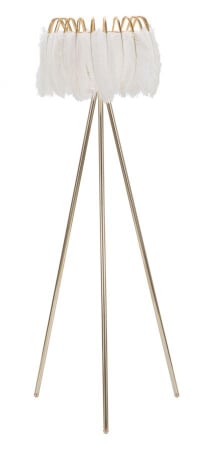 Lampa de podea, Lampadare - Lampadar pene Feather, auriu alb, metal/sintetic
