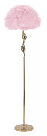 Lampa de podea, Lampadare - Lampadar Slim Rosa, metal/pene, auriu/roz
