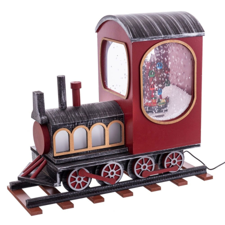 Obiecte decorative - Locomotivă muzicală cu lumină mișcare și sunet pe șine cu geam luminat și adaptor inclus