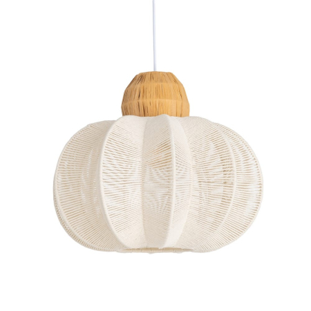Lustre, Lampi suspendate - Lustră alb-natural cu abajur volumetric