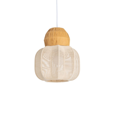 Lustre, Lampi suspendate - Lustră compactă alb-natural rotunjită