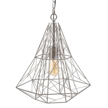 Iluminat in Stil Industrial - Lustra conica argintie din metal cu cusca