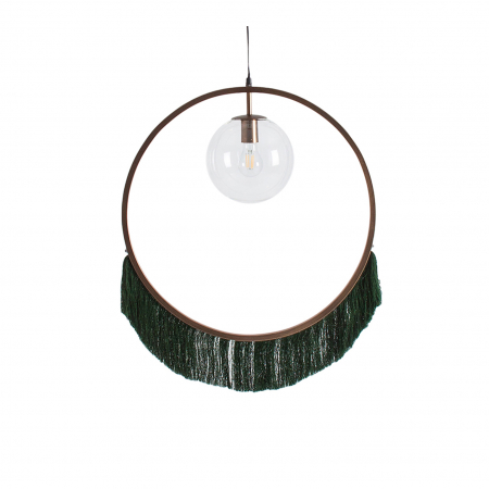 Lustre, Lampi suspendate - Lustra shabby chic din alama verde si aurie cu cristal - Farmec vintage si eleganta