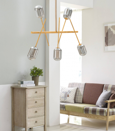 Lustra Galaxy, fier/sticla, auriu/fumuriu - creativdeco.ro [1]