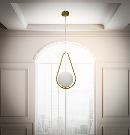 Lustra Glamy Drop, auriu/alb, fier/sticla [1]