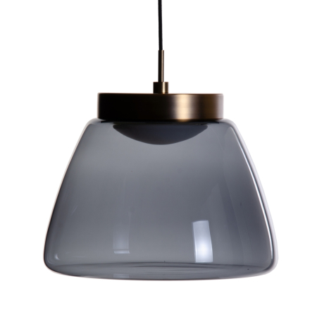 Iluminat in Stil Glam - Lustra mare negru-aurie cu glob din cristal fumuriu
