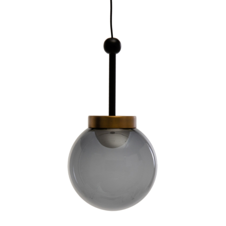 Iluminat in Stil Glam - Lustra negru-aurie cu glob din cristal fumuriu