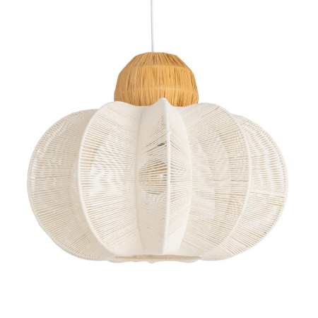 Lustre, Lampi suspendate - Lustră suspendată alb-natural abajur amplu