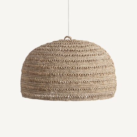 Colectia noua - Lustra suspendata boho din fibra naturala semisferica texturata Deffe 77x77x43 cm