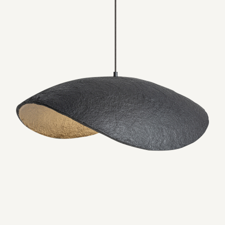 Lustre, Lampi suspendate - Lustră suspendată contemporană din fier negru cu interior bronz și formă organică