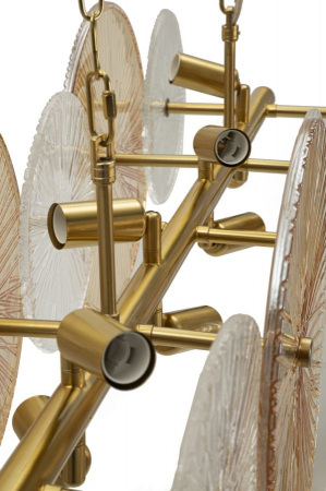 Lustră suspendată aurie cu discuri din sticlă [3]