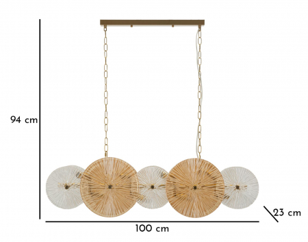 Lustră suspendată aurie cu discuri din sticlă [7]