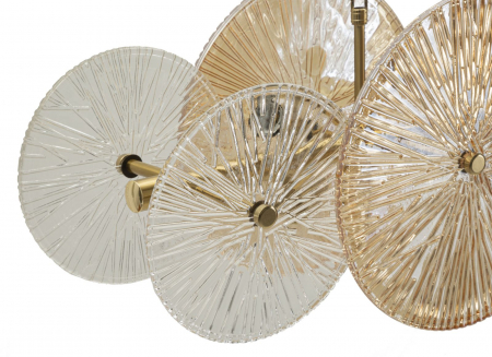 Lustră suspendată aurie cu discuri din sticlă [2]