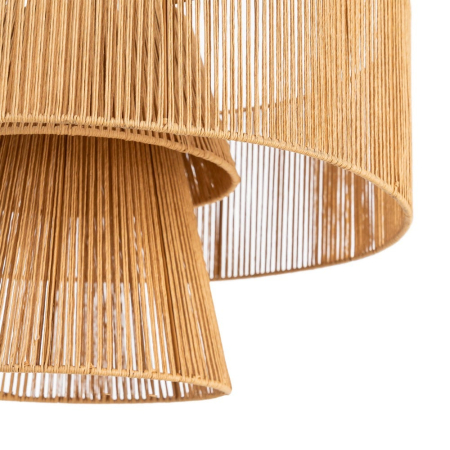 Lustră suspendată din sfoară de hârtie naturală și metal cu abajur dublu – fotografie produs principal [1]