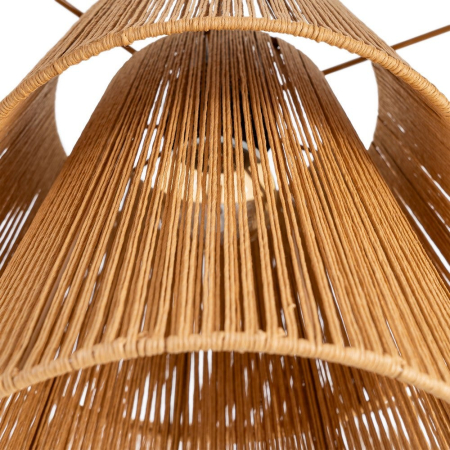 Lustră suspendată din sfoară de hârtie naturală și metal cu abajur dublu – fotografie produs principal [3]