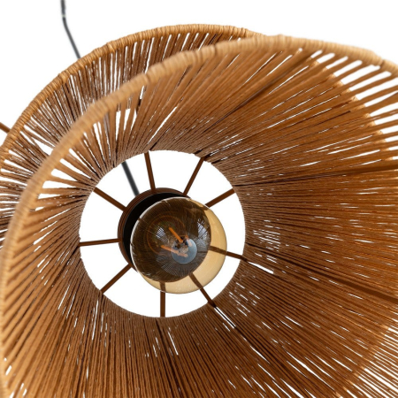 Lustră suspendată din sfoară de hârtie naturală și metal cu abajur dublu – fotografie produs principal [4]