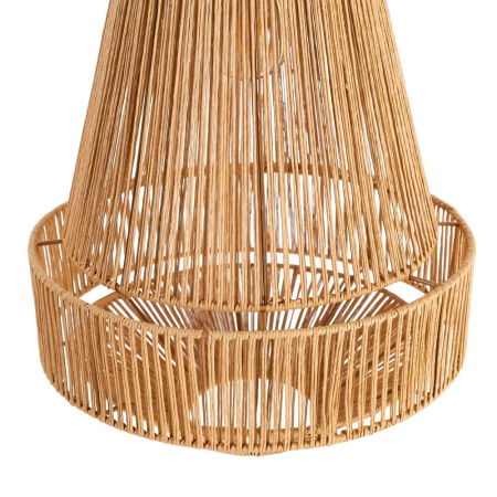 Lustră suspendată din sfoară de hârtie naturală și metal cu formă conică și bandă mediană – fotografie produs principal [1]