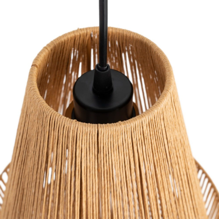 Lustră suspendată din sfoară de hârtie naturală și metal cu formă conică și bandă mediană – fotografie produs principal [4]