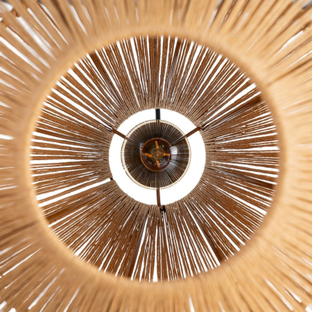 Lustră suspendată din sfoară de hârtie naturală și metal cu formă conică și bandă mediană – fotografie produs principal [3]