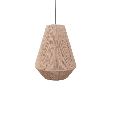 Lustre, Lampi suspendate - Lustră decorativă suspendată din iută naturală și metal – lumină filtrată caldă