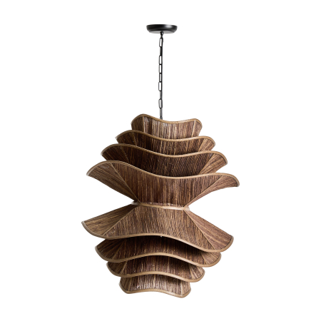 Corpuri de iluminat - Lustră suspendată sculpturală din fibră naturală maro Sienna