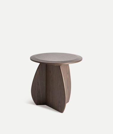Mese - Masă auxiliară rotundă din lemn maro pentru living Arko