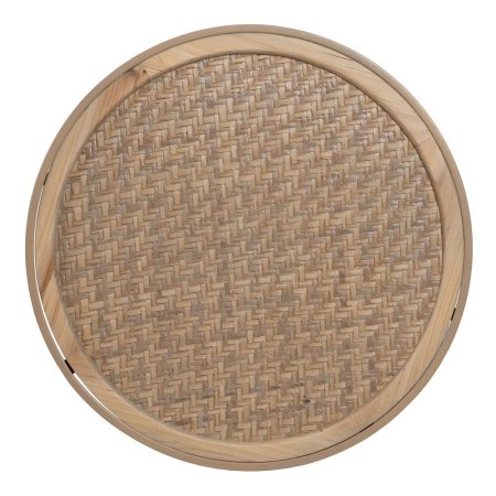 Masă auxiliară rotundă din ratan cu bază metalică tip mesh natur [7]