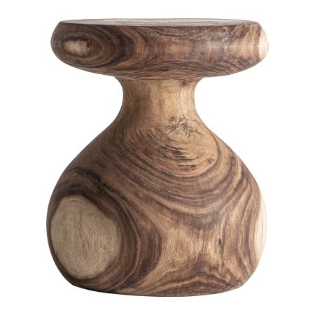 Masă auxiliară sculpturală din lemn de suar cu fibră naturală Bezaha