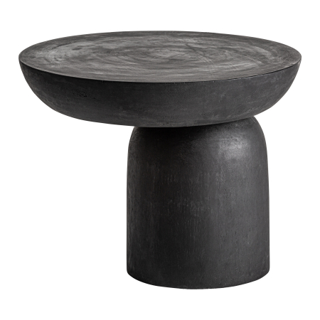 Masă auxiliară sculpturală din lemn de suar negru cu forme arhitecturale Betroka