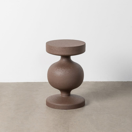 Mese - Masă auxiliară sculpturală din oțel cu corp sferic și finisaj maro